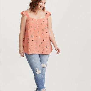 Torrid Coral Cactus Floral Tank Size 1 NEW
